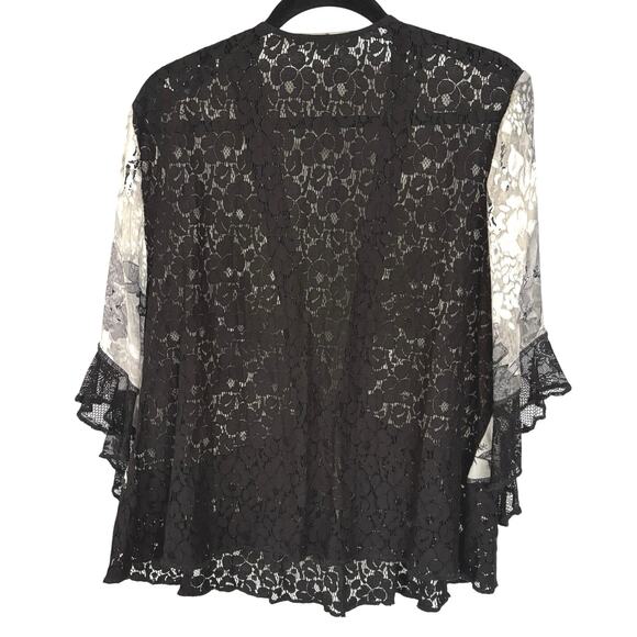 Vintage Whimsygoth Velvet Burnout Blouse Witchy Silk Blend Lace Fairy Goth XL - Picture 3 of 11